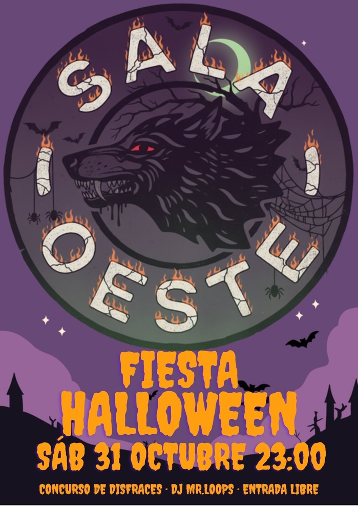Cartel de Fiesta y Concurso de Disfraces · Halloween en Sala Oeste