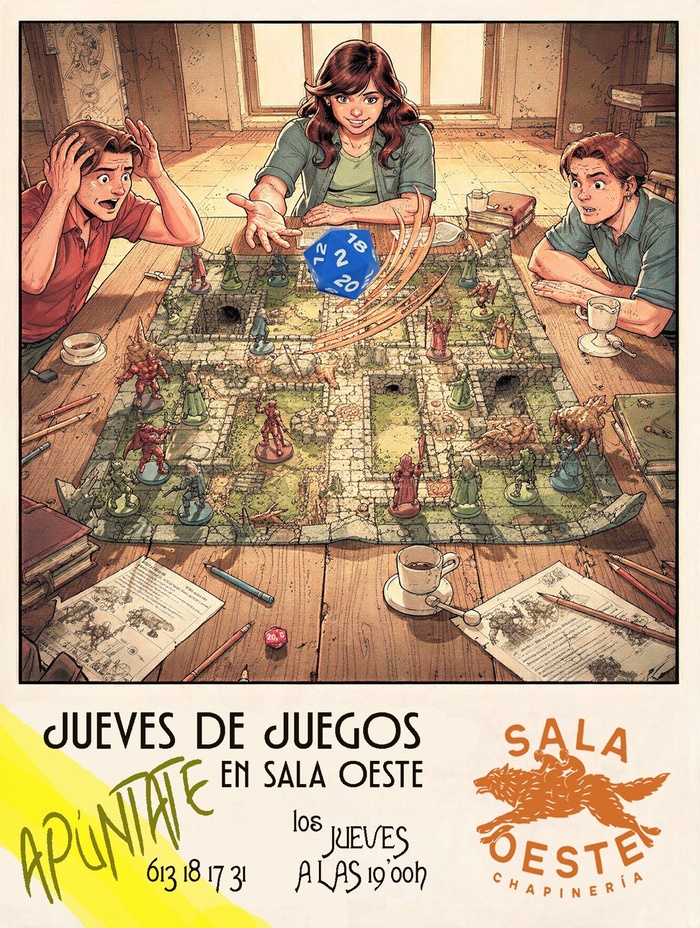 Cartel de Jueves de Juegos · Juegos de mesa en Sala Oeste
